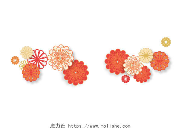粉色剪纸立体花朵春节新年矢量素材